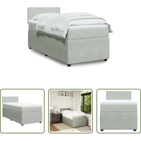 Matratze - Boxspringbett mit Matratze Hellgrau 90x190 cm Samt (1/5)