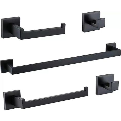 lot De 5 Accessoires De Salle De Bain En Acier Inoxydable Brillant Porte Papier Toilette Crochet Pour Peignoir Support Mural Finition Polie Finiti (1/5)