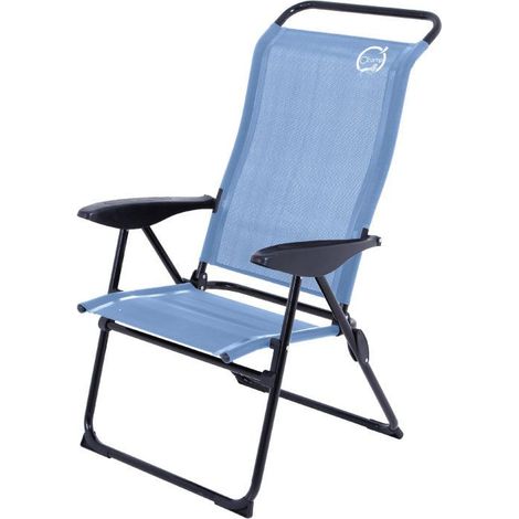 Fauteuil de camping 5 positions pliable - O'Camp - Bleu - Dimensions : 70 x 105 x 62 cm (1/5)