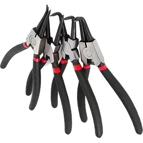 Ensemble de pinces à anneau verrouillage, pince externe, mâchoire courbée, outil multifonctionnelle, robuste, retrait d'anneau retenue, Noir - (1/5)