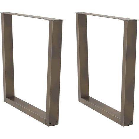 Lot de 2 pieds de table à manger géométriques modernisés 90 x 72 cm avec patins réglables en acier naturel