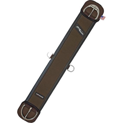 Sottopancia in neoprene liscio e cordatura fibbie inox con roller: 32" = 81 cm, Marrone (1/2)