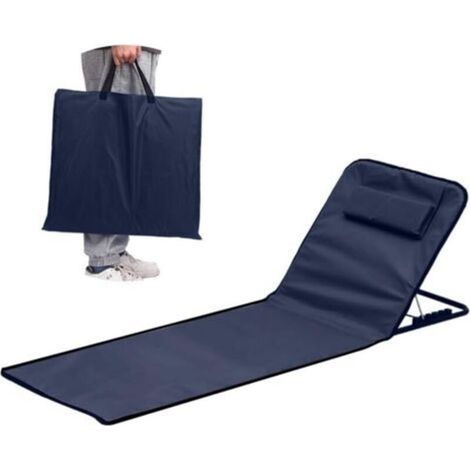 Faltbare Strandmatratze, Strandliege, faltbar und verstellbar, faltbarer Strandstuhl, Strandsitz mit Neigungswinkel, tragbar, für Strand, Park, Camping (Marineblau) (1/5)