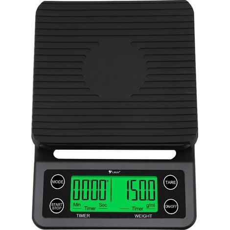 GroupM Elektronische Waage mit Timer, elektronische Kaffeewaage, Kaffeewaage (schwarz, 0,1-3 kg) (1/5)