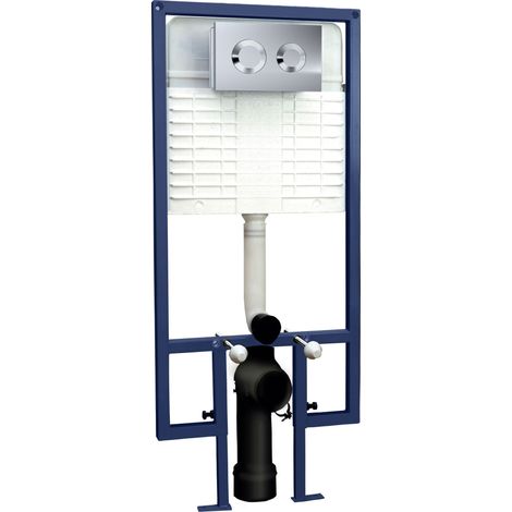 Hudson Reed Wall Hung Toilet Frame 1136mm-1336mm H with Dual Flush Concealed Cistern - Round Plate (1/3)