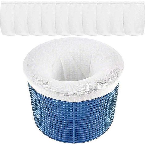 Lot de 10 chaussettes filtrantes pour skimmer de piscine, maillage ultra-fin réutilisable, filtre de remplacement pour piscine, spa et bain à remous (1/5)