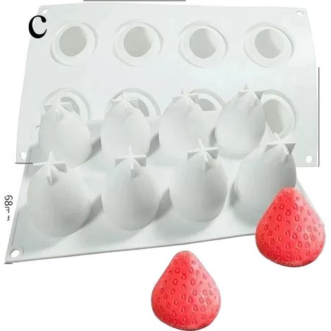 Moules à pâtisserie en silicone, polyvalents pour les desserts, outil de cuisine réutilisable, Fraise A 1pc (1/2)