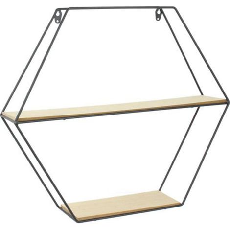 Étagère Murale Design "Hexagonale" 46cm Naturel (1/3)