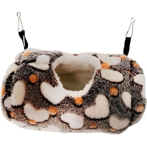 Hamac pour petits animaux, sac de couchage chaud en coton pour rats, hamsters, gerbilles, écureuils et cochons d'Inde (café) (1/3)
