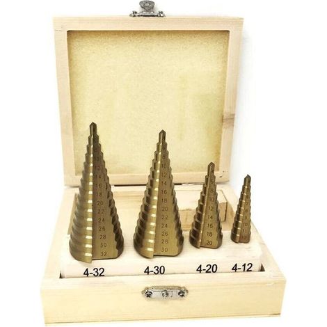 Trade Shop - Set 4 konische Schneider von 4 bis 32 mm konischer Shed Cutter für Blattbohrer - (1/2)