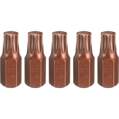 5Pcs T50 Embout de Tournevis Torx 10mm Tige Hexagonale 30mm Longueur Acier S2 Embouts de Tournevis Hexagonaux à Tête Hexagonale à 6 Pans de Sécurité Inviolables (1/5)