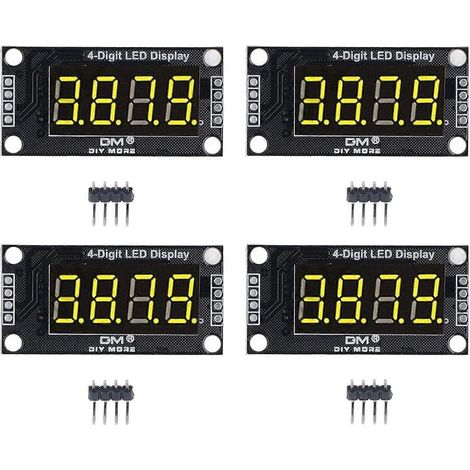 4 Sets Digitalröhren-Anzeigemodul LED 4-stellig 7-Segment 0,36 Zoll TM1637 Treiberchip Gelb MRA110C