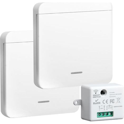 230V Interrupteur sans Fil Kit 433MHz RF avec Récepteur 10A, Interrupteur d’éclairage sans Fil Kit Télécommandé avec 1 Emetteur et 2 Contrôleur pour Maison Intelligente