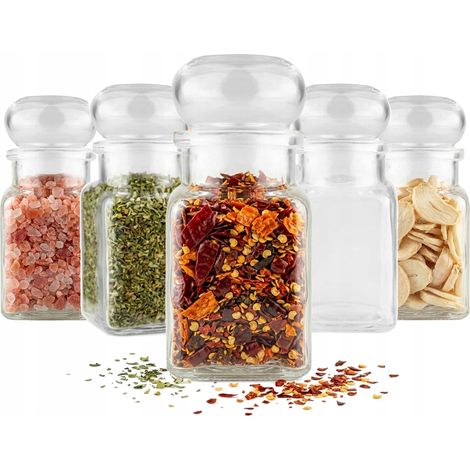 5 luftdichte Gläser für Gewürze und Kräuter, 150 ml, Glasdeckel, 5 Stück (1/5)