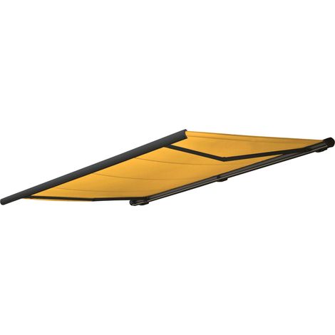 Elektrische Kassettenmarkise HHG-606, Markise Vollkassette 5x3m Polyester gelb, Rahmen anthrazit (1/5)