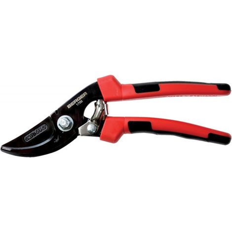 Tijeras de podar Bypass con asas bi-materia, negro/rojo - Berger 1756