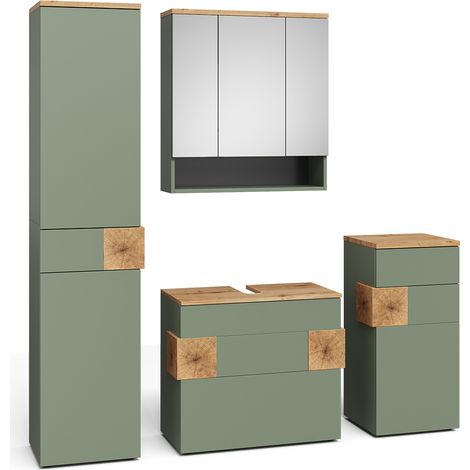 Set di mobili da bagno Eden, Verde, 4 parti, Vicco (1/5)