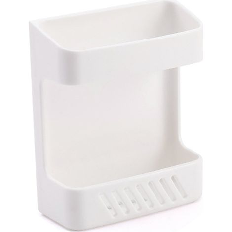 Boîte de rangement murale multifonction - Porte téléphone sans perforation pour bedside - Support télécommande blanc ABS (8.8x3.8x10.8cm) - 1 unité (1/5)