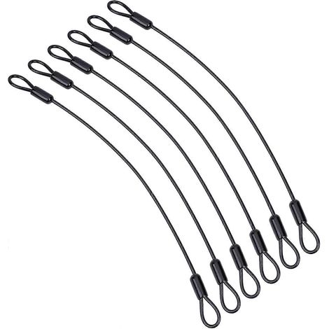 Lot de 6 longes de sécurité en câble d'acier inoxydable avec extrémités à double boucle et revêtement plastique (1/5)