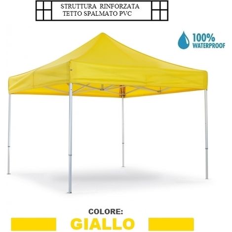 Gazebo pieghevole impermeabile in alluminio 3x3m Giallo Ocra - Mod. Super Ignis