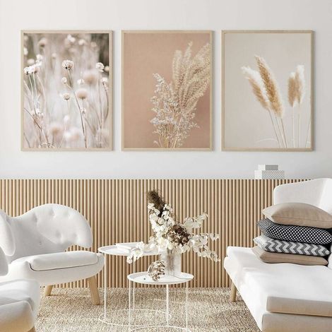 UlisemPainting Stampe su tela Piante di erba della pampa Natura Paesaggio Erba secca Moderno Boho Botanico Poster Galleria Immagini 20x30cm (8x12 pollici) x3 Senza cornice (1/4)