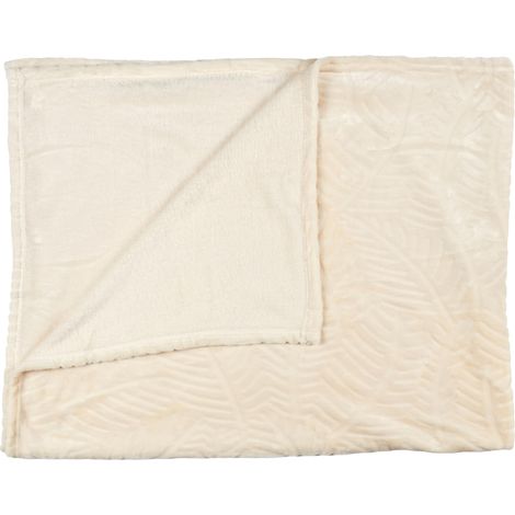 Plaid Beige crème – Couverture Polaire avec Motif gaufré – Couvre-lit Moelleux comme jeté de lit – Plaid, Couverture pour canapé, canapé ou lit (150 x 120 cm) (1/5)
