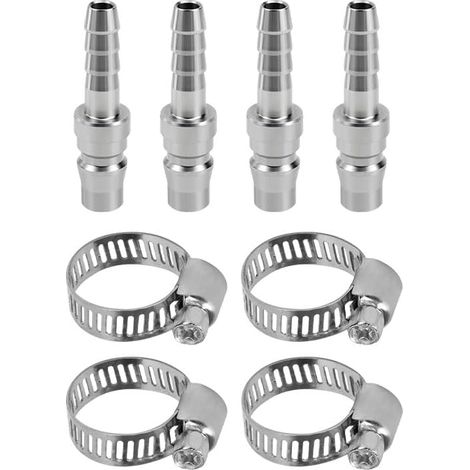 4Pcs Industrial Air Plug Coupling Kit Male 1/4 Inch BSP Thread with Clamp Quick Connect Fittings for Air Compressor, Tools, High Pressure Cleaners (1/5)