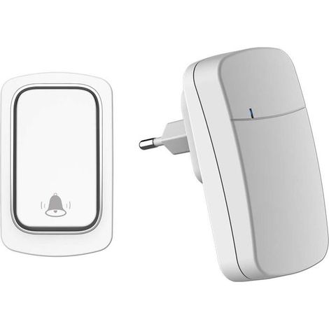 Drahtlose Türklingel mit eigener Stromversorgung, keine Batterie erforderlich, Reichweite bis zu 200 m, 38 Klingeltöne, 3 Lautstärkestufen, einfache Installation (weiß) (1/5)
