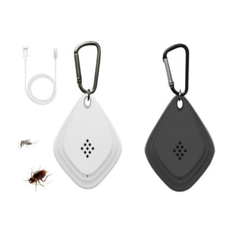 Répulsif Moustique Ultrason Portable Ultrasonique Anti-Moustique Tueur Électronique Anti-Moustique Chargement USB, Pratique et Portable pour Anti-Insecte Anti-Moustique(Blanc+Noir) (1/5)