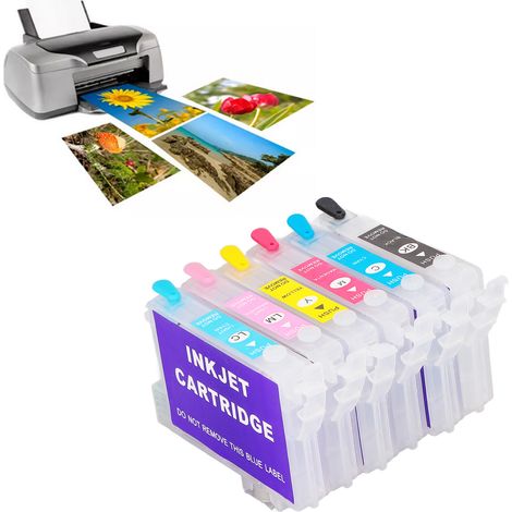 Kompatibel mit Stylus Photo R200/R220/R300/R300M/R320/R340/RX500/RX600/RX620/RX6400 T0481/T0482/T0483/T0484/T0485/T0486 Nachfüllkartuschen (sechs Farben) (1/5)