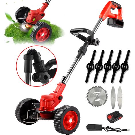 Tondeuse à gazon électrique sans fil 1500W, 12000 tr/min, pliable et réglable, Outils de taille de jardin avec 3 types de lames et 1 batterie (1/5)