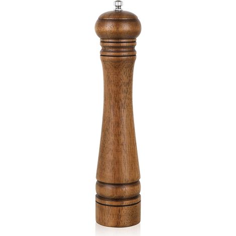 Moulin à poivre en bois, moulin à poivre de 10 pouces, moulin à poivre, salière avec rotor en céramique réglable, moulin à poivre en bois de chêne pour votre cuisine (1/4)