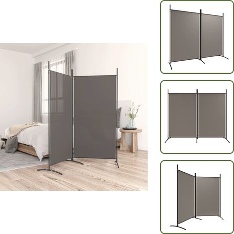 2-tlg. Paravent Anthrazit 175x180 cm Stoff - Paravent - Raumteiler - Trennwandsystem - Wohnraumgestaltung - Privacy Screen (1/5)