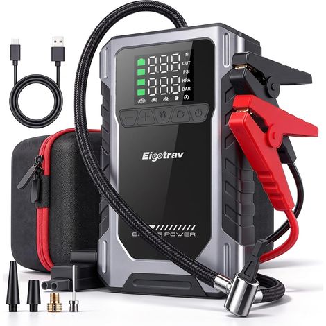 Booster de démarrage 12V 16000mAh 9000A avec gonfleur 150PSI (1/5)