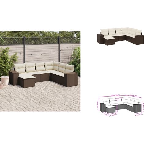 7-tlg. Garten-Sofagarnitur mit Kissen Braun Poly Rattan - Garten Sofagarnitur - Garten Sofagarnituren - Outdoor Sofagarnitur - Sofagarnitur Terrasse (1/3)