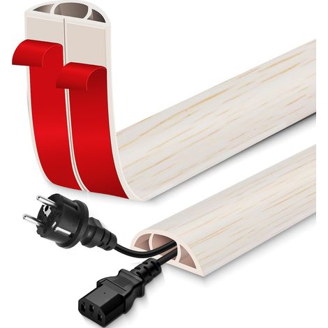Passage de Cable au Sol adhésif goulotte Passe Cable Flexible en PVC pour la Management Bureau de Sol (Bois d'érable, 30mm×3m) (1/5)