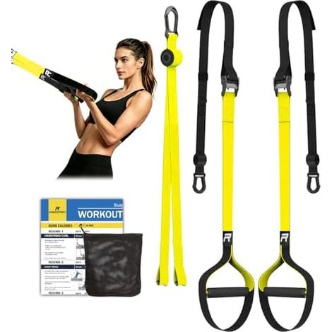 RHINOSPORT Schlingentrainer Sling Trainer Set mit Türanker Einstellbar Fitness Zuhause Suspension - geeignet für unterwegs und für das Training im Innen- und Außenbereich (1/5)