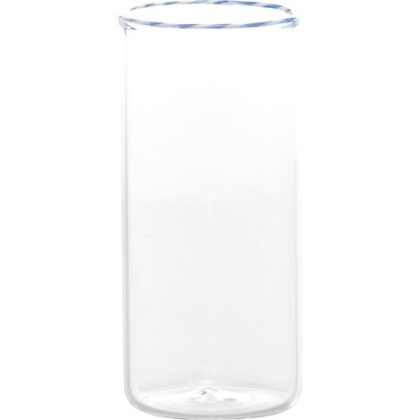 Set 6 Bicchieri Highball Intrecci in Vetro Borosilicato Soffiato a Mano, Elegante Design Bianco e Blu per Long Drink, Resistenti agli Shock Termici