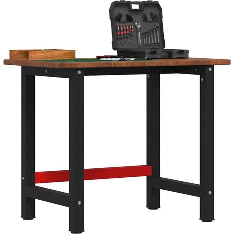 Werkbank Dunkelbraun 100x60x81,5 cm Massivholz Eiche Rechteckig
