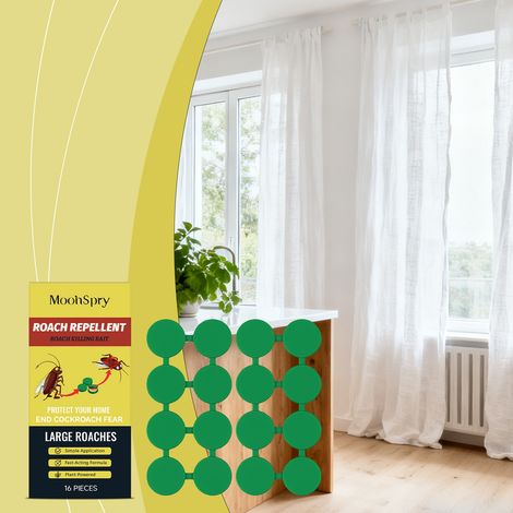 Köderstation gegen Kakerlaken – Entfernt Kakerlakenspuren in Küchen, Wohnzimmern und Lagerhallen – Praktische, tägliche Ködersticker (16 Stück) + Kleberückseite (16 Stück) -- DE (1/5)