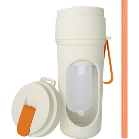 Mini-Tragbarer Akku-Standmixer mit Doppeldeckel, Reise-Entsafter, 4000 mAh, ideal für Familie und Reisen (Orange)