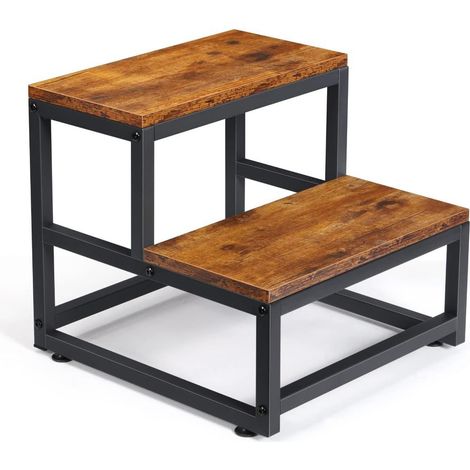 marche pied 2 marches en métal robuste - 38 cm P x 38 cm L x 36,2 cm H