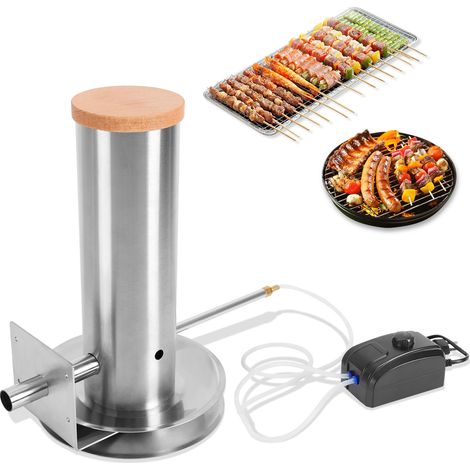 Jiubiaz Elektrischer Rauchrohr Edelstahl Kaltrauchgenerator 1,7 Liter Volumen Räuchergerät Kaltraucherzeuger BBQ Rauch-Erzeuger Grill