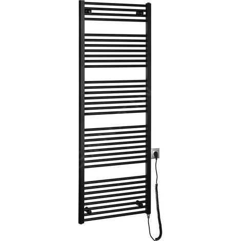 Radiateur électrique de salle de bain DIRECT-E, droit, 600x1680 mm, 800 W, noir (1/5)