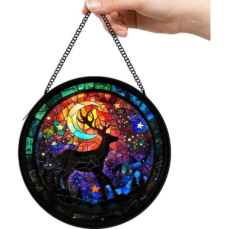 12,5 cm Attrape-soleil vitrail oiseau floral, panneau décoratif suspendu, cadeau anniversaire grand-mère (1/5)