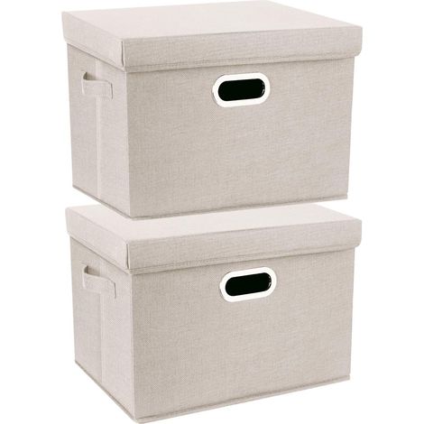 Lot de 2 Boîte de rangement pliable avec couvercle, tissu lavable, 44x30x29 cm, capacité 35L, pour maison et bureau (1/5)