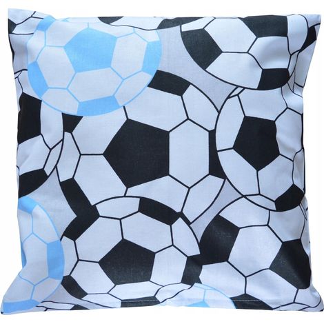 Blauer Baumwoll-Kissenbezug mit Fußballmotiv, 40x40