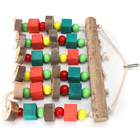 Jouet à mâcher suspendu, blocs à déchirer en bois naturel multicolore pour grands perroquets (1/5)
