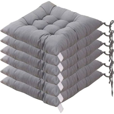 Coussins de chaises - - Carré 40x40 - Capitonné 9/16 pts - Ensemble 6 pièces - Gris (1/5)