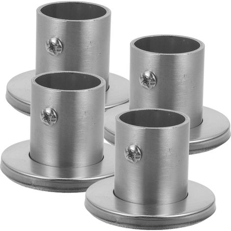 Lot de 4 supports de tringle à rideau de douche épais en acier inoxydable, bride ronde robuste pour salle de bain (1/5)